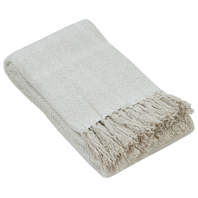Hand Woven Throw Blanket, 50" W x 60" L, Stone