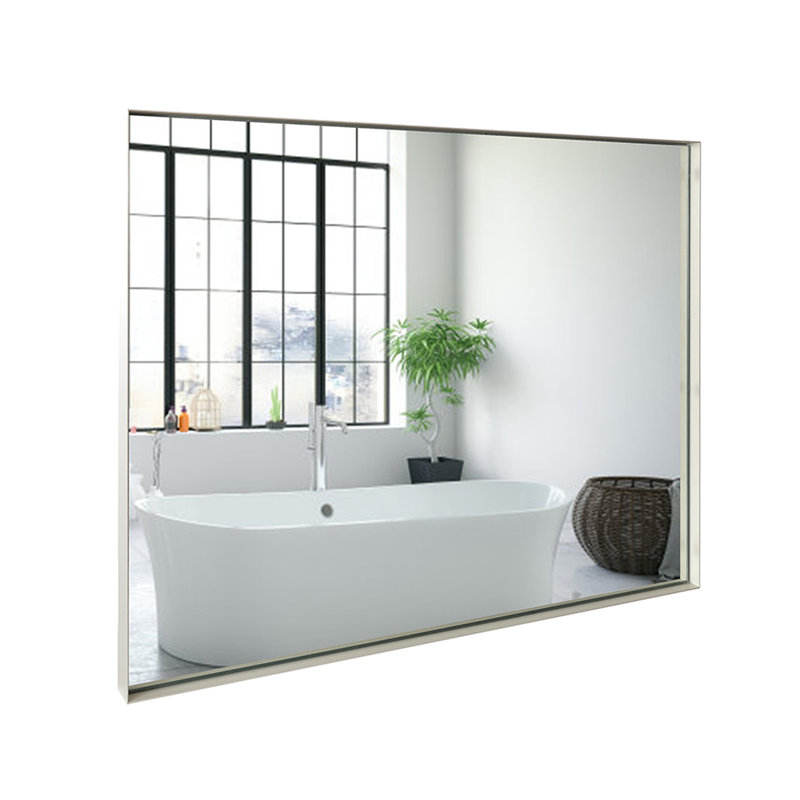 Miroir de salle de bain 40 po x 30 po blanc avec rebord biseauté et cadre en métal - Reflet transparent, rouille, style luxueux pour fixation murale (montage horizontal et vertical en alliage d'aluminium