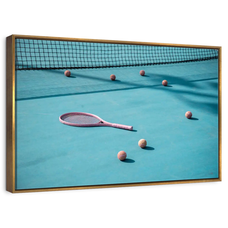 Tennis bleu, Cadre flottant doré, 19 po x 13 po