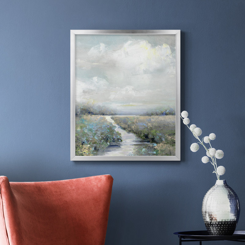 Toile encadrée de qualité supérieure avec péninsule prête à accrocher, H 20 po x l 16 po, Argent argent