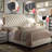 Linen Fabric Upholstered Bed Frame with Adjustable Headboard/Chesterfield-Styled/Wood Slat Support-554694773-554694760