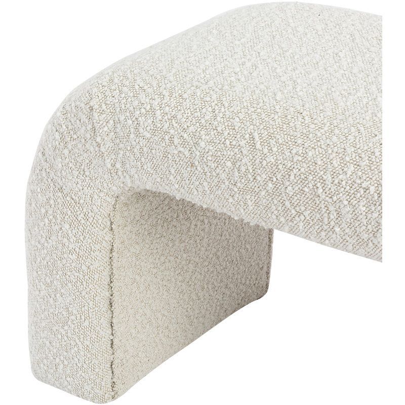 Niagara Upholstered Bench, 17.5" H x 28" W x 15.5" D, Cream Boucle Fabric