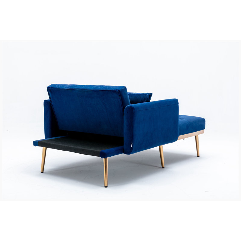 Gottman Upholstered Accent Chair with Ottoman, Teal Blue Velvet