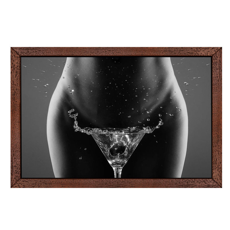 There's Your Drink, Sir... by Roland Helerand - Floater Frame Print on Canvas, Brown Framed