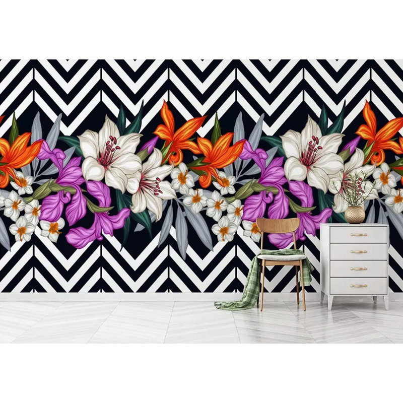 Papier peint amovible fleurs de lys, L 9 po x l 15 po