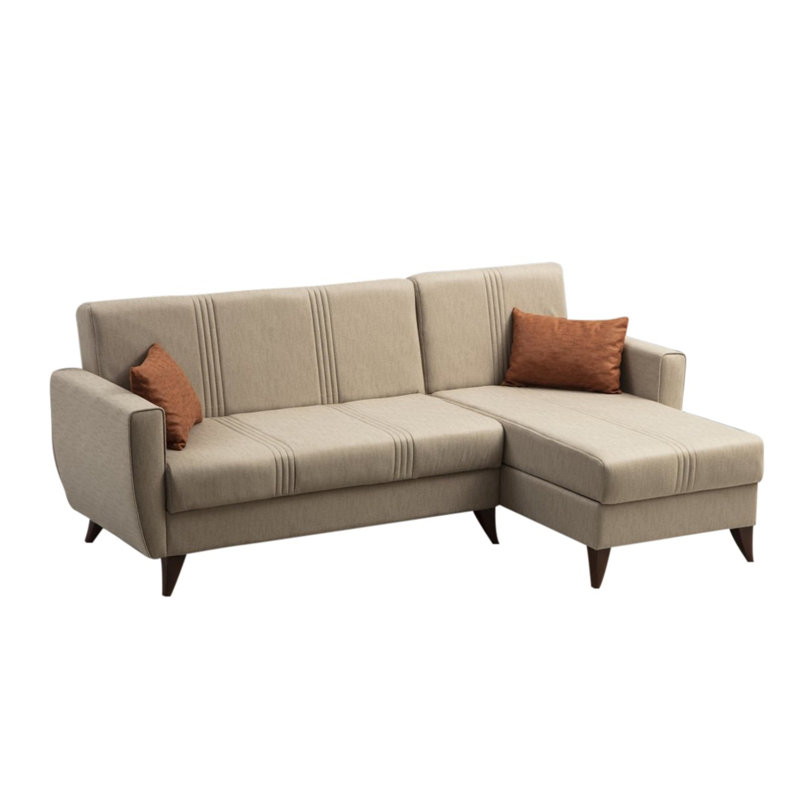 Stylish Corner Sofa Bed, Beige, 85.8 x 33.9 x 51.2 inches | Durable Metal/Wood Frame with 26 DNS Sponge Seat & 22 DNS Back | Comfortable Sitting Height: 17.7 inches | Ideal for Small Spaces, Modern Design