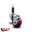 Roulettes pivotantes extensibles 3 pouces en poly rouge 1 pouce avec frein SCC