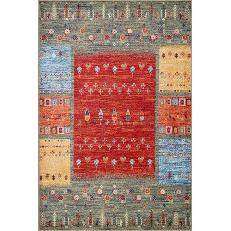 Tapis tissé à motif géométrique dans des tons de rouge, Rond 4 pi