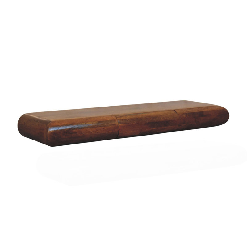 Console murale en bois massif Solis, Marron foncé, H 4,72 po x l 43,31 po x P 12,6 po