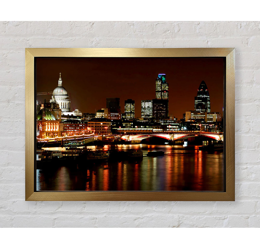 London Thames Night Lights - Einzelne Bilderrahmen Kunstdrucke