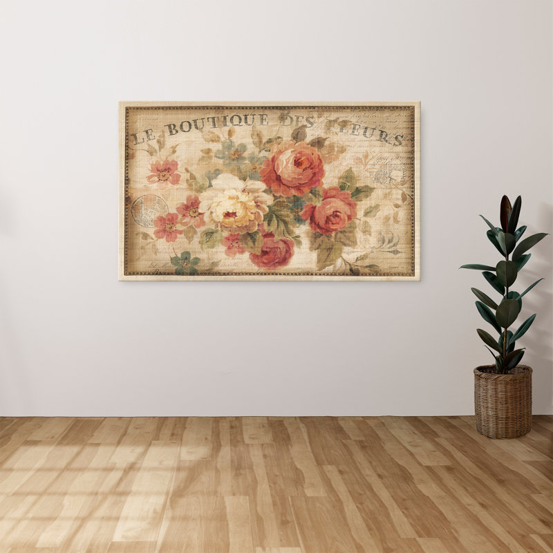 "Parisian Flowers III" par Danhui Nai, reproduction sur toile, H 18 po x l 30 po