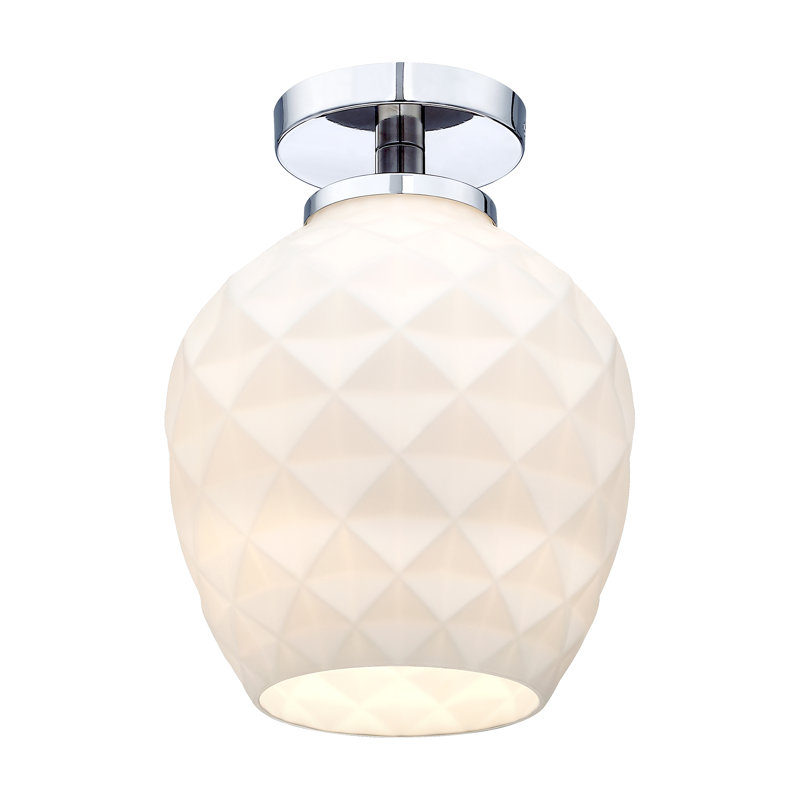 Joretha Glass Semi Flush Mount, Polished Nickel