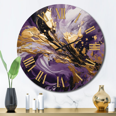 Horloge murale mauve et or Magic II