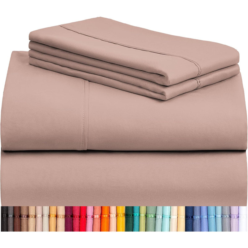 Luxclub 4 PC Pearl Pink Queen Silky Soft Cooling Extra Deep Pocket Performance Sheet Set, Queen Sheet Set with 4 Pillowcases