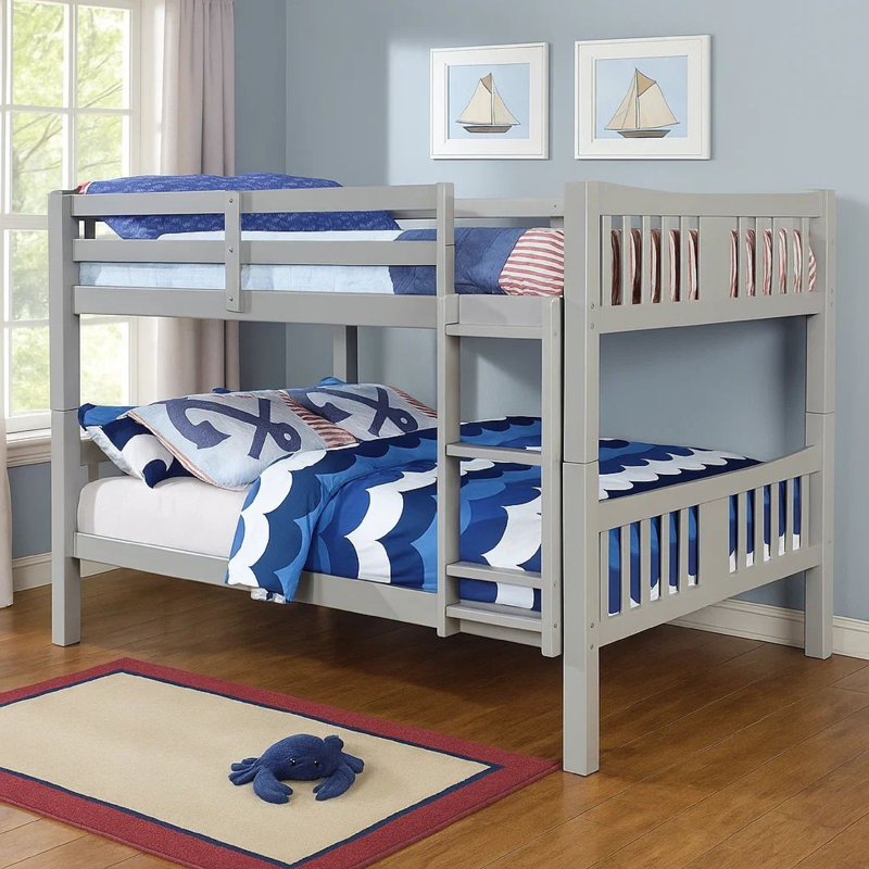 Lit superposé Chip avec échelle, Double sur double, Gris