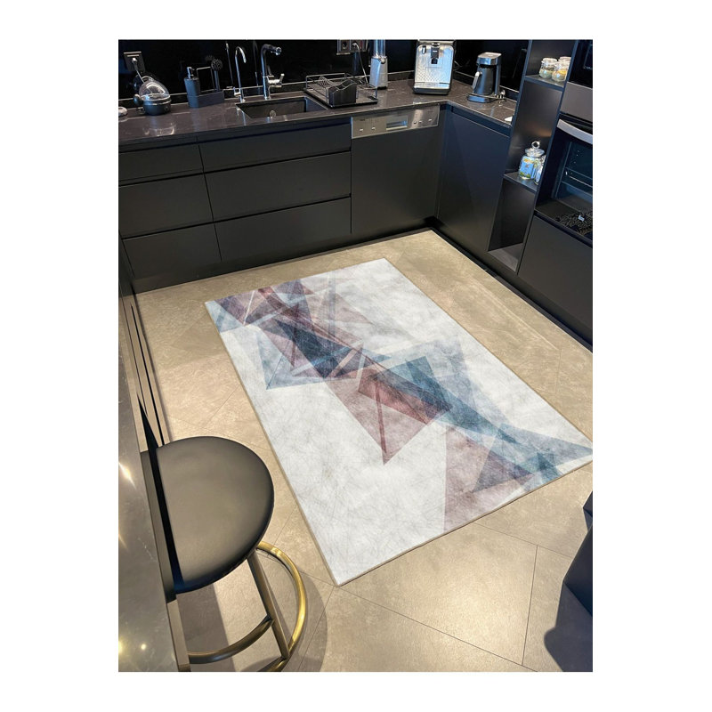 Soft Geometric Patterned Woven Base Washable Rug, Rectangle 4'7" x 6'7" Rug Pad Included