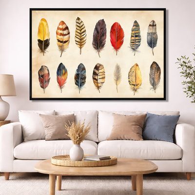 Feather Wall Art, Abstract Wings Canvas, Boho Feather  Abstract Wings