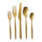 Bloomhouse 20 Piece Stone Washed Gold Flatware 18/10 Stainless Steel Silverware Cutlery Utensil Set With Acacia Wood Caddy - Service for 4-112383205