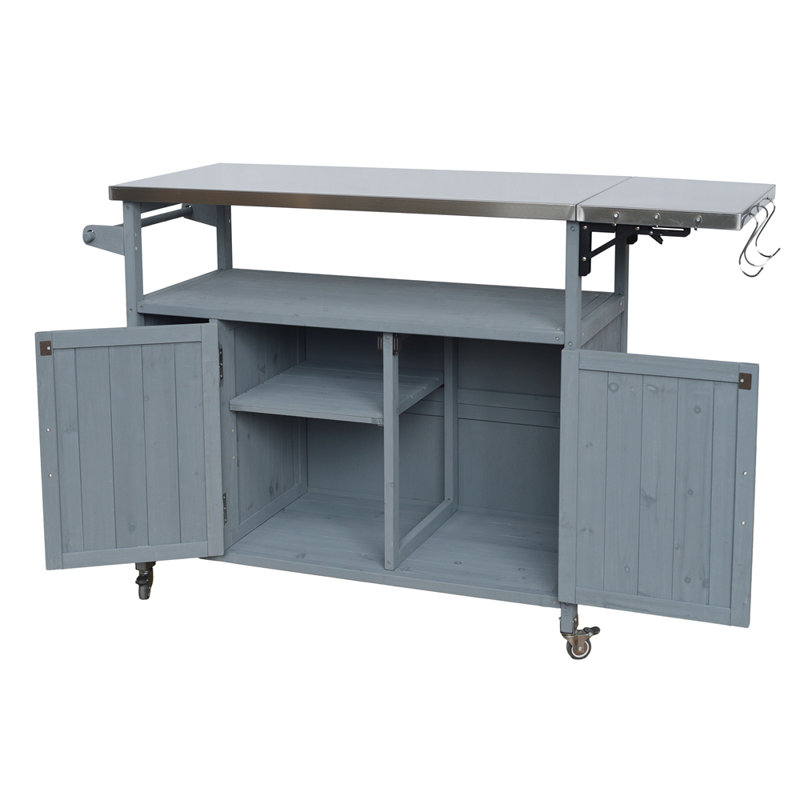 Chariot de cuisine pour l'extérieur 54,33 "Farmhouse, Blue Grey