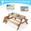 31 Table de pique-nique d'extérieur en bois avec parasol pour tables de sable et d'eau convertibles naturelles-435370117