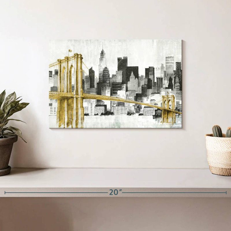 Lilie New York Skyline pont jaune sans mots, H 8 po x l 12 po
