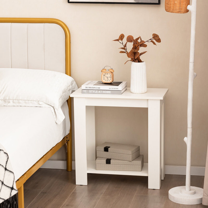 Karry Solid Wood Top End Table, White