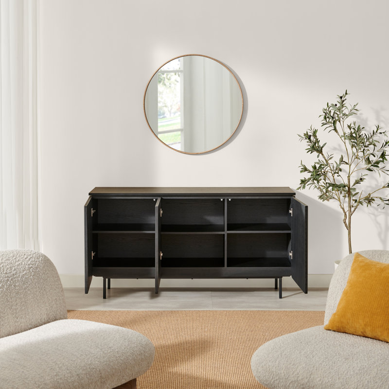 Penny Pillar Hallway Living Room Sideboard Storage - Simple & Elegant Scandi Style, Black