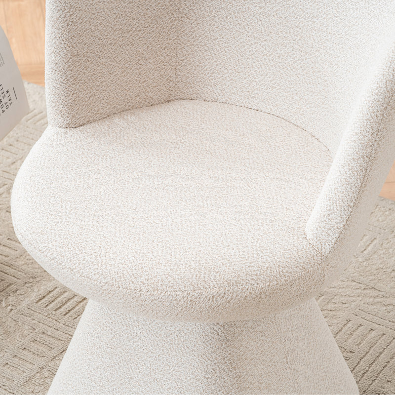 Upholstered  360° Swivel Barrel Accent Chair, Beige