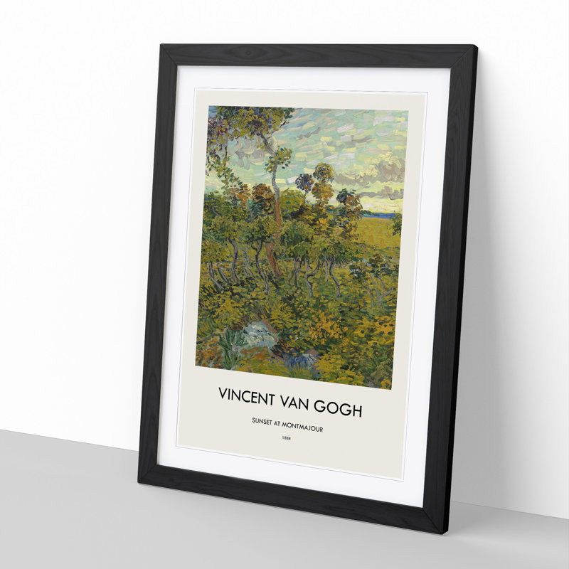 Sunset At Montmajour by Vincent Van Gogh - Single Picture Frame Print, 65cm H x 48cm W x 2cm D, Black Framed