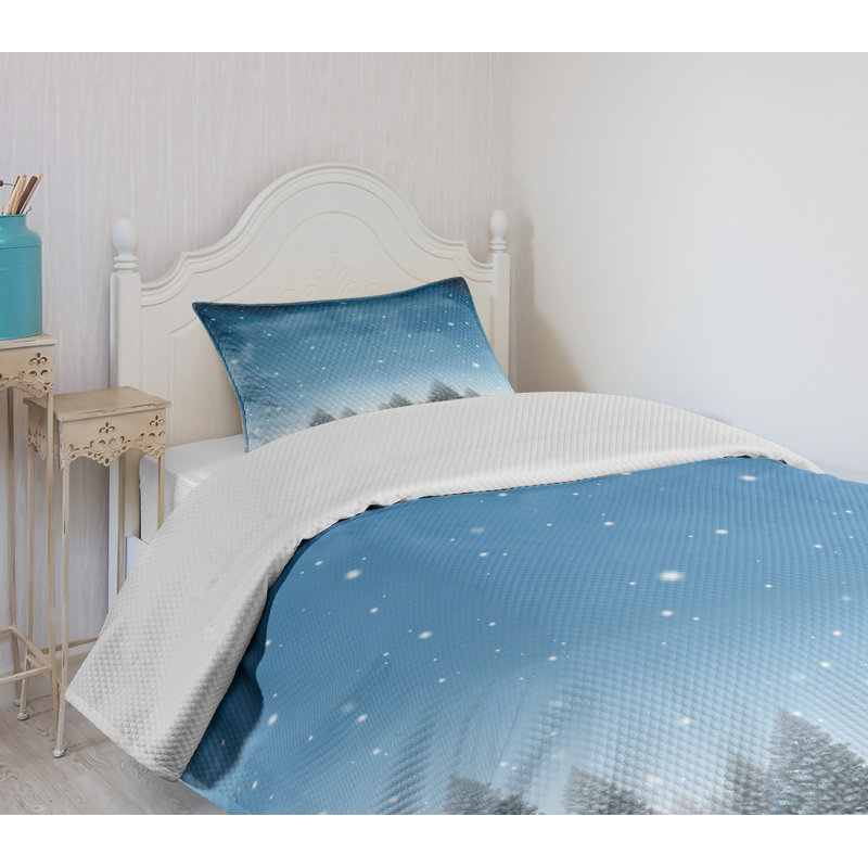 Blue Twin Quilted Bedspread Set with Pillow Sham