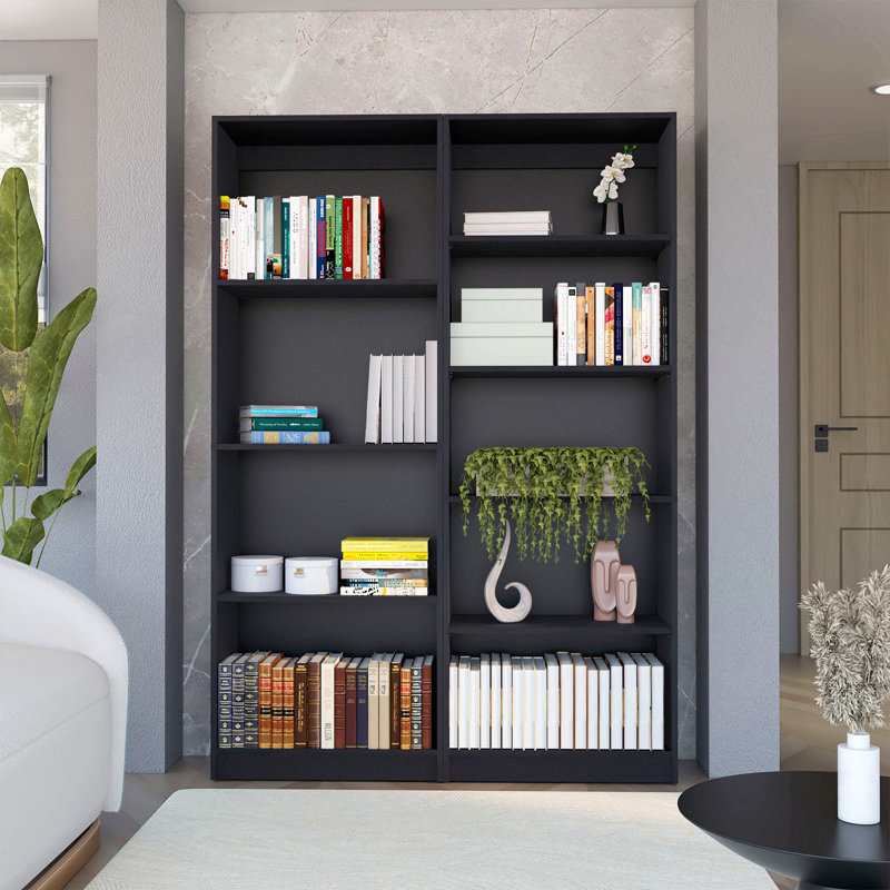 Black 2 Piece Living Room Set With 2 Bookcases