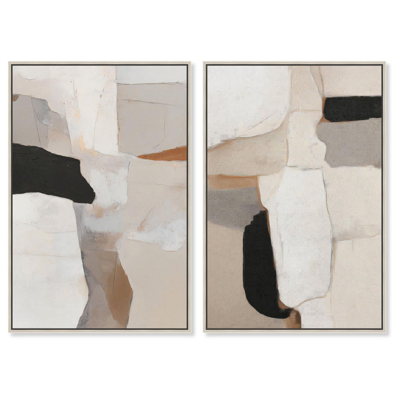 Ancient Walls Set Canvas Print Neutral Boho Art Set by Art Remedy, Black Frame, 10 x 15, 37" H x 25" W, Silver Frame