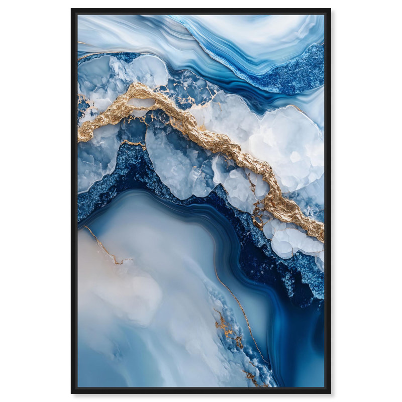 Décoration murale géode en toile Molten Topaz II par , Cadre flottant noir, H 16 po x l 16 po