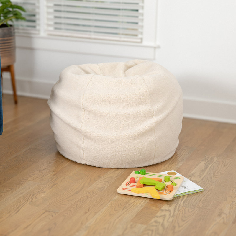 Fauteuil à billes en coton Classic, Petit, Sergé de coton naturel Sherpa