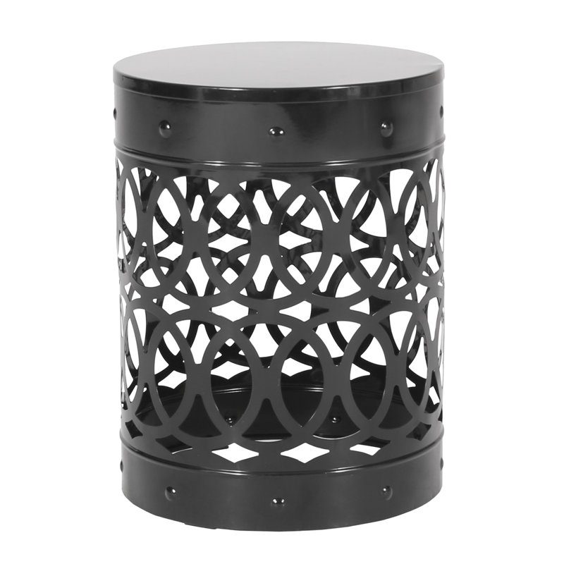Grande table de bout noire en métal pour l'extérieur, Noir