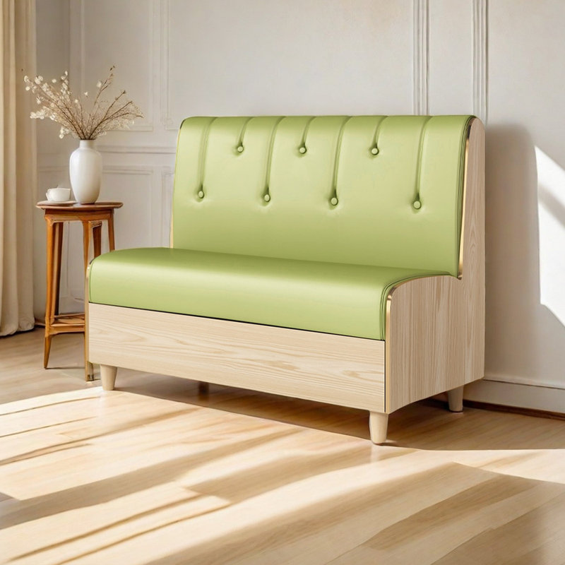 Bancs de restaurant de café simple. Banc rembourré en similicuir, Vert
