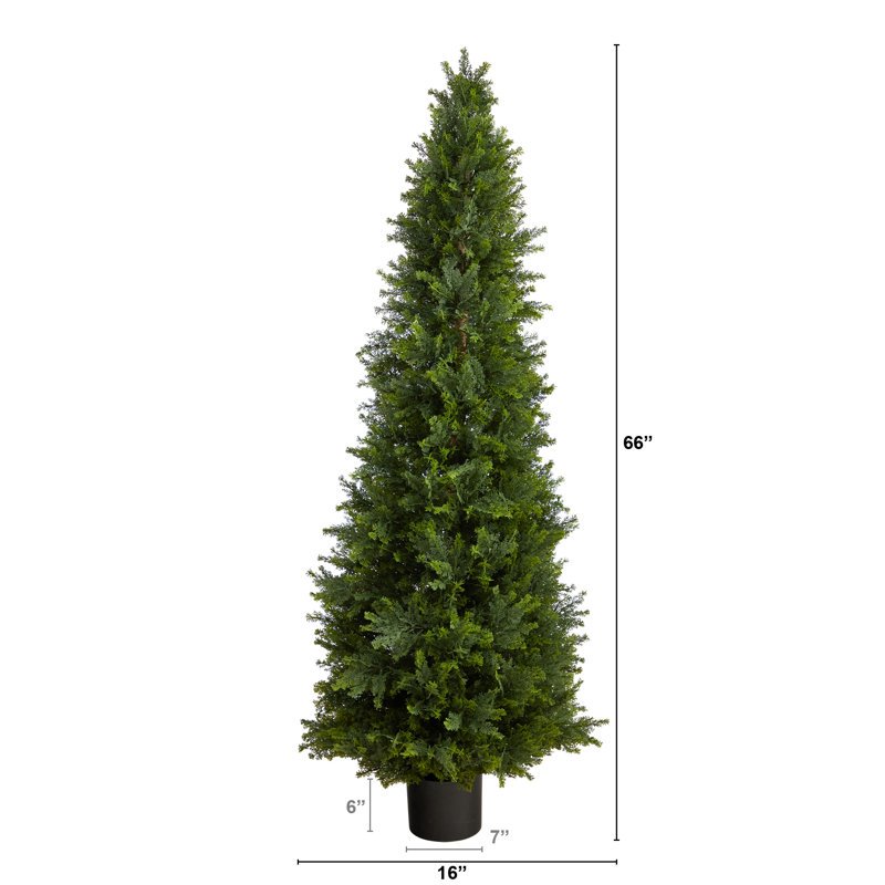 5.5' Green Plastic Cypress Cone Topiary Artificial Tree