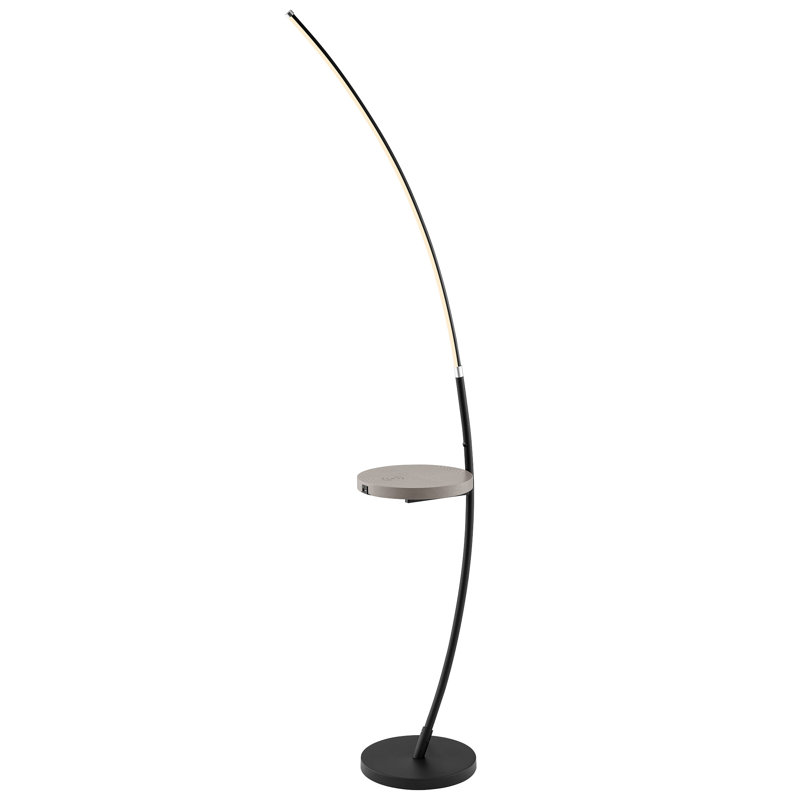 Seine 67.5 " LED Tray Table Floor Lamp USB, Black
