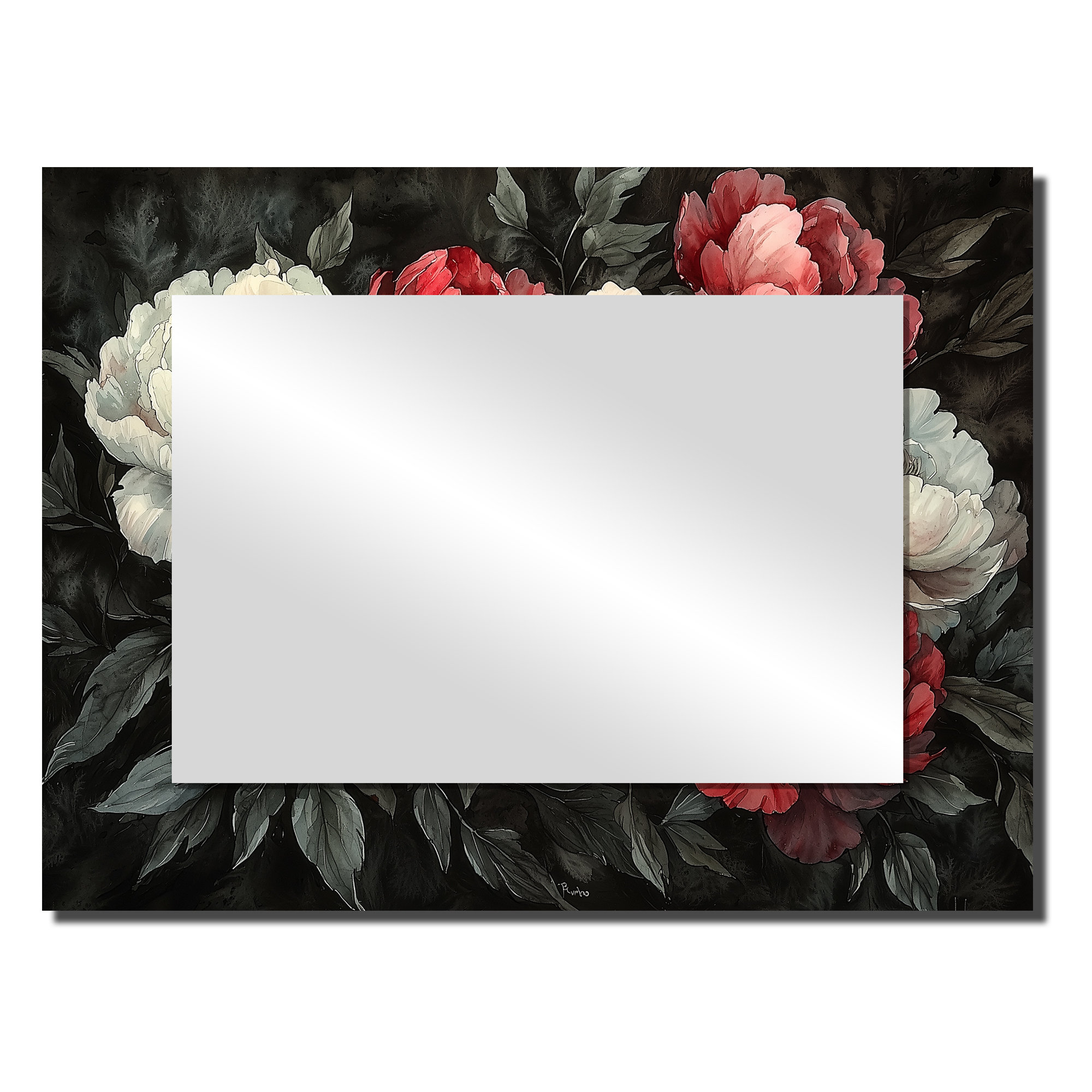 Dakota Fields Red Pink Peonies Garden Beauty - Floral Mirror Wall Art ...