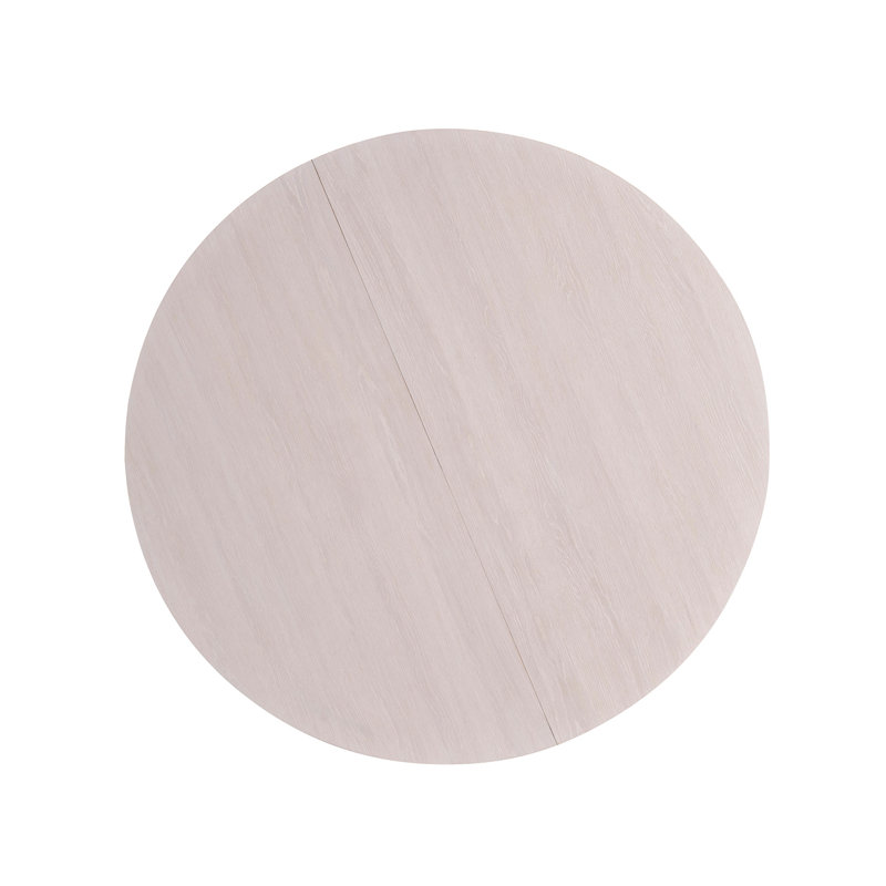 White Oak and Satin Pewter Round Extendable Dining Table