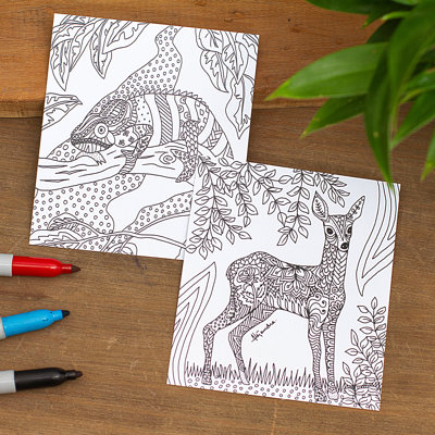 The Holiday Aisle® Handmade Natures Emotion Coloring Postcards (Pair)