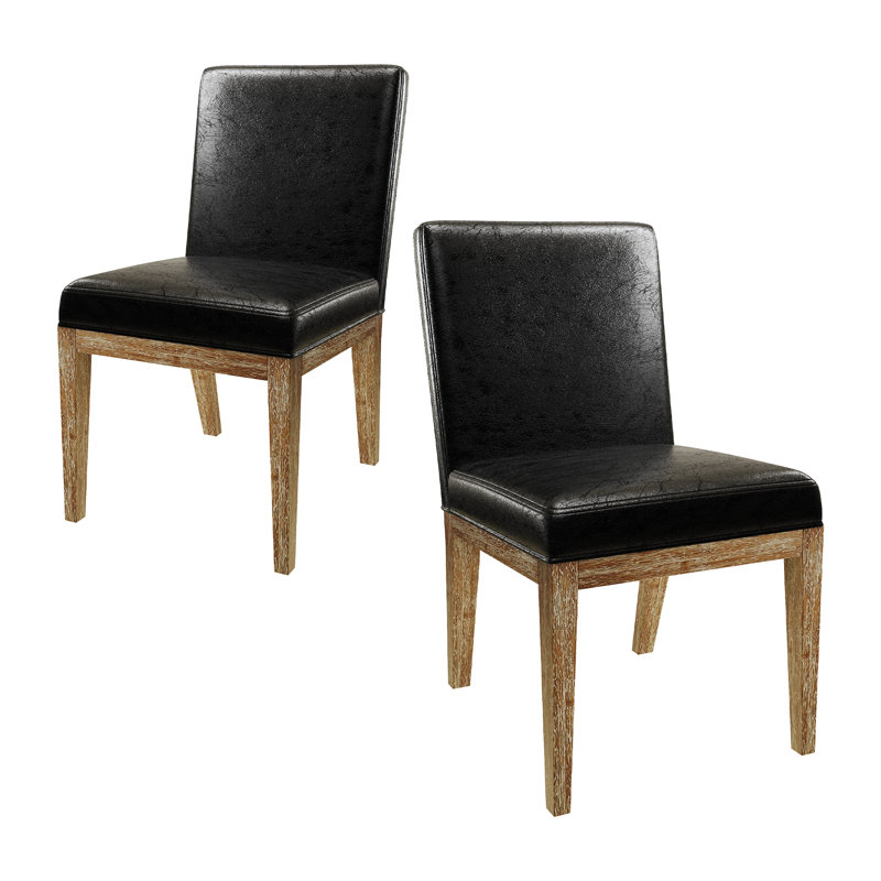 Chaises de salle à manger rembourrées Modern, chaises de cuisine sans accoudoirs avec pieds en bois massif, Noir, 2