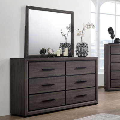 Commode double 6 tiroirs avec miroir Angeliya