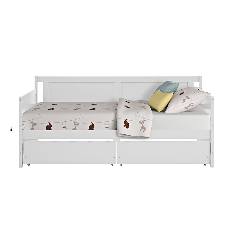 Twin Size Daybed with Two Drawers, White