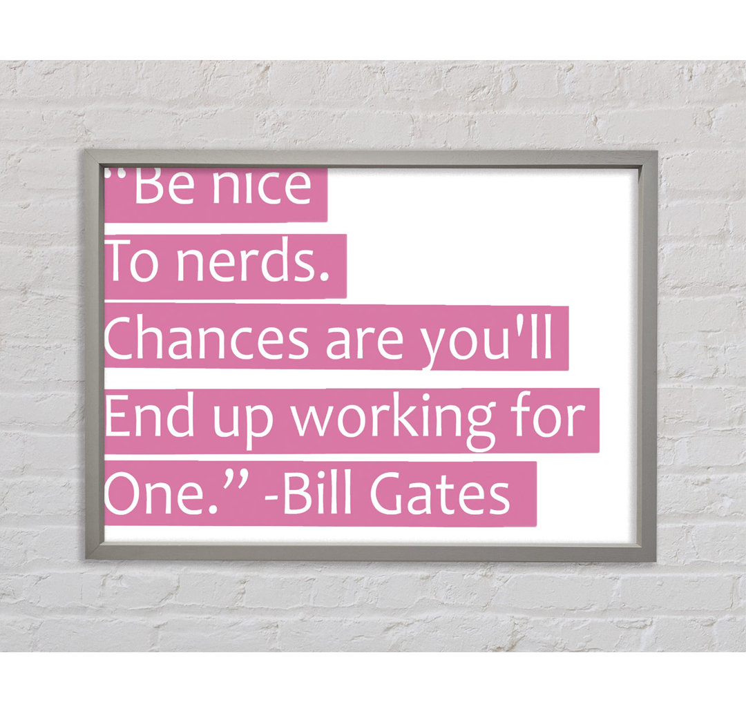 Bill Gates Be Nice To Nerds Pink - Druck