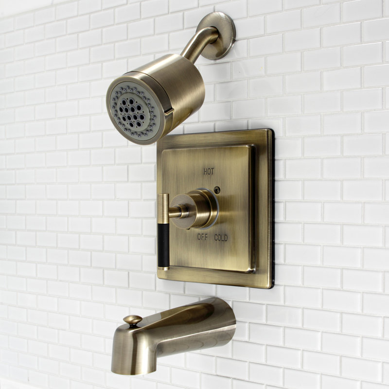 Kingston Brass Kaiser Single-Handle Pressure Balanced Tub and Shower Faucet, Antique Brass