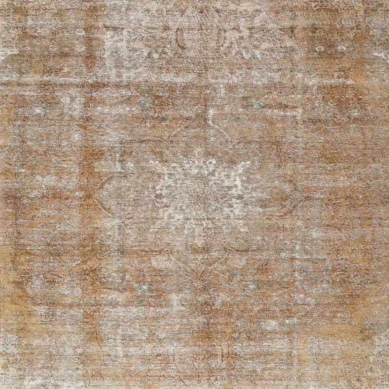 Tapis oriental en laine brun moyen, Rond 7 pi