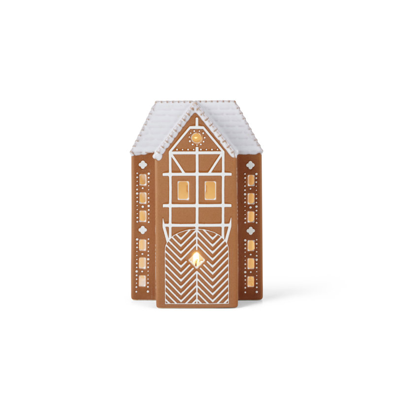 Gingerbread 6.7" Stoneware Tabletop Lantern