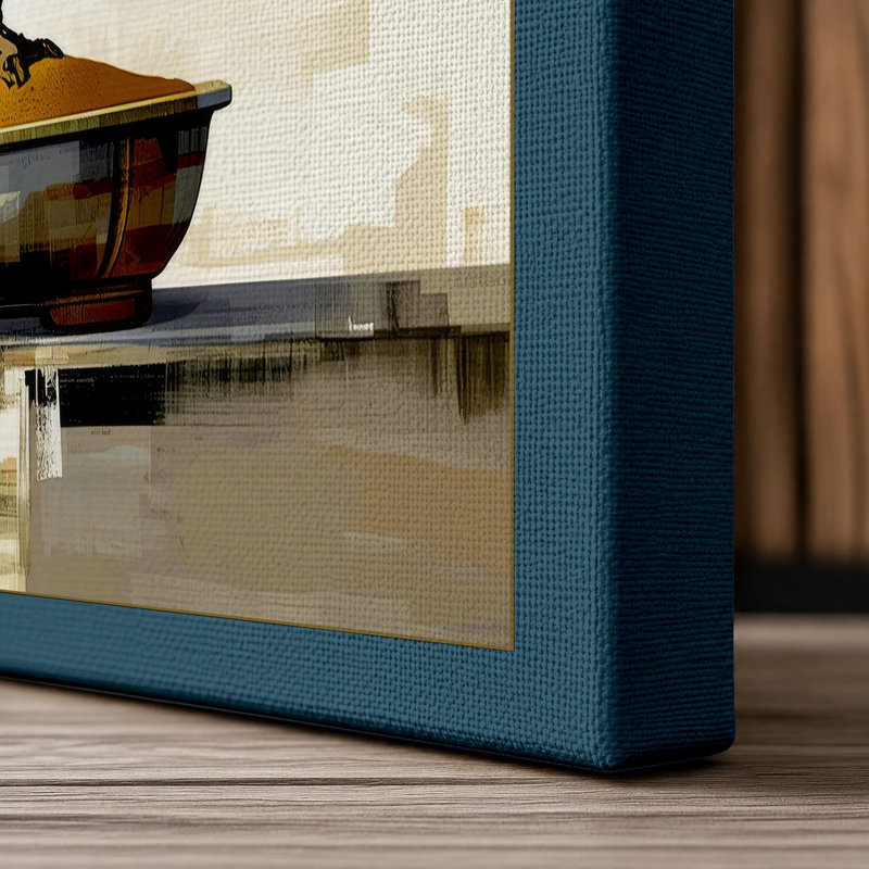 Bonsai in Terracotta Japandi 1 Piece Wrapped Canvas Wall Art, 30x20 - 76.2 x 50.8 cm, Teal Border