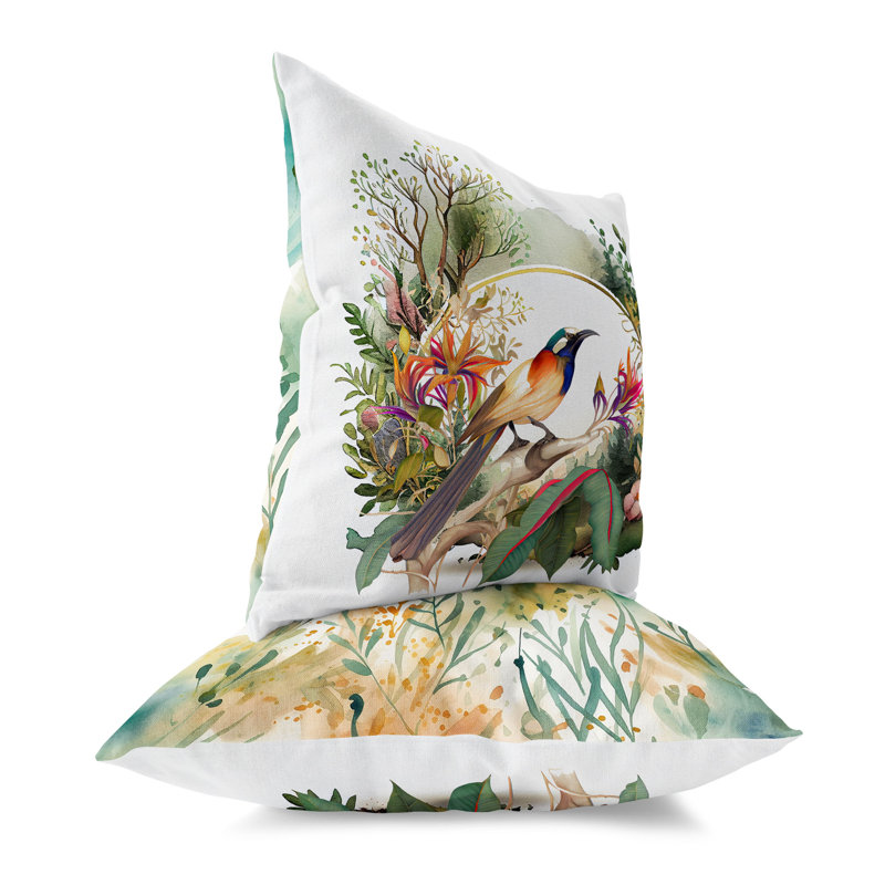 Coussin Winged Flora Fusion Broadcloth, H 16 po x l 16 po